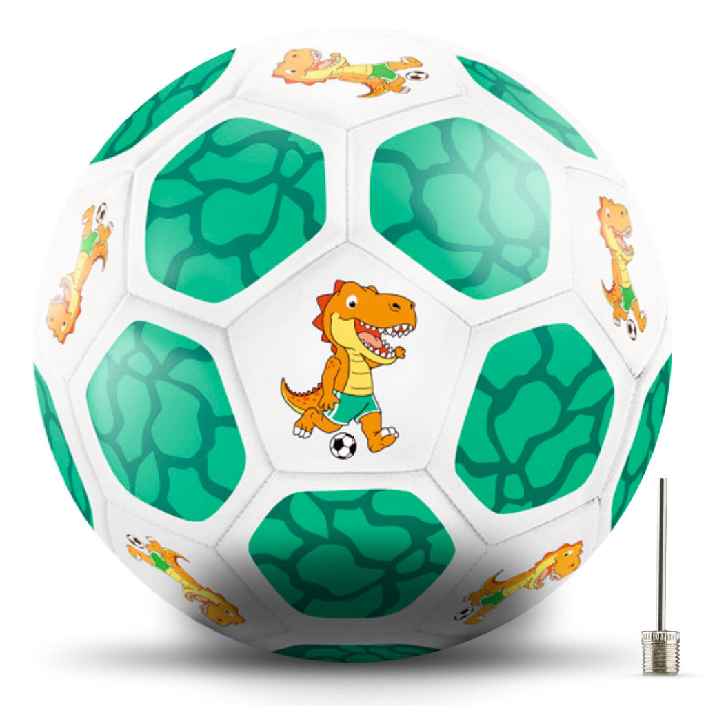 Kinderfußball Dino in Weiß-Grün für kleine Entdecker