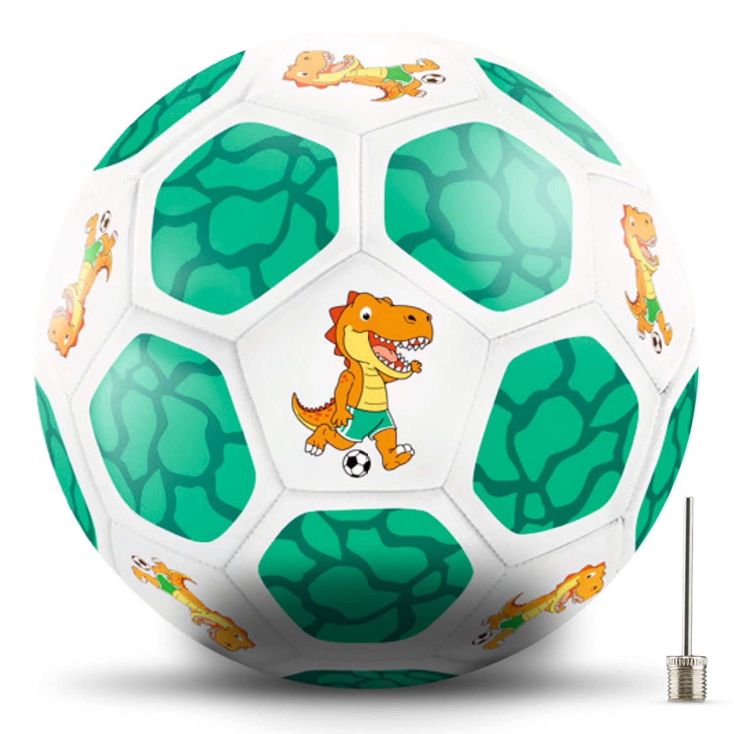 Kinderfußball Dino in Weiß-Grün für kleine Entdecker