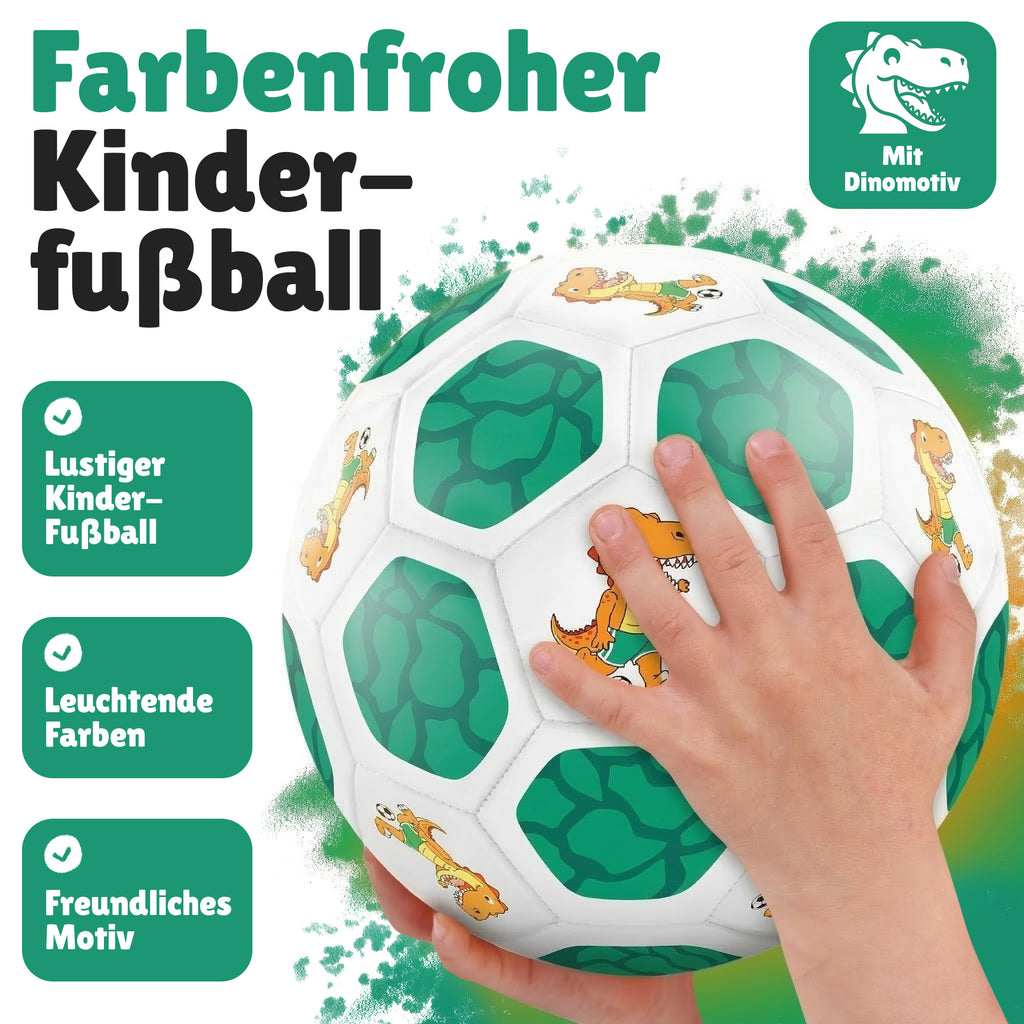 Kinderfußball Dino in Weiß-Grün für kleine Entdecker