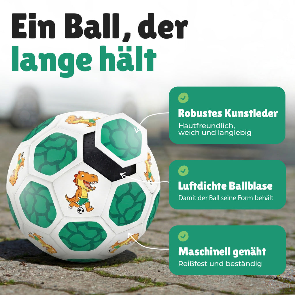 Kinderfußball Dino in Weiß-Grün für kleine Entdecker