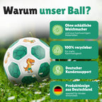 Kinderfußball Dino in Weiß-Grün für kleine Entdecker