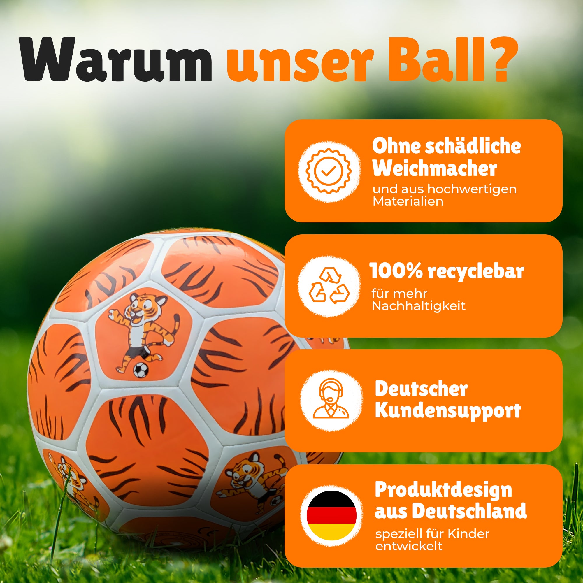 Kinderfußball Tiger für kleine Fußballfans